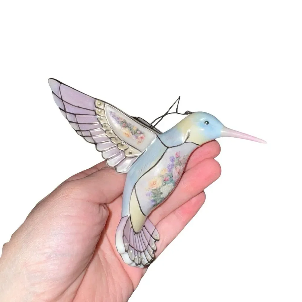 Lena Liu's Crystal Blue Hummingbird Precious Jewels Ornament Bradford Editions